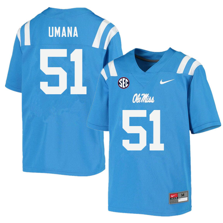 Orlando Umana Ole Miss Rebels NCAA Men's Powder Blue #51 Stitched Limited College Football Jersey TEY1258TK